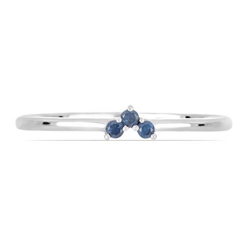 BUY STERLING SILVER NATURAL BLUE DIAMOND DOUBLE CUT GEMSTONE RING